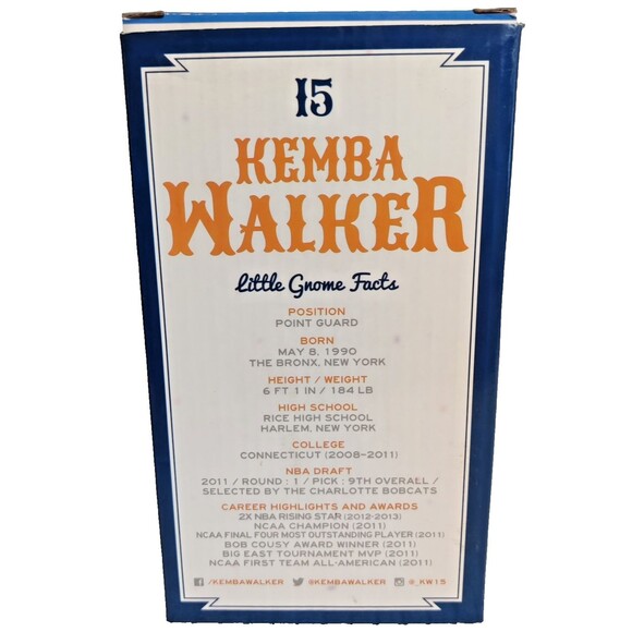 Kemba Walker Charlotte #15 Bobcats Gnome Fan Merchandise Bobblehead New with Box - Picture 3 of 8